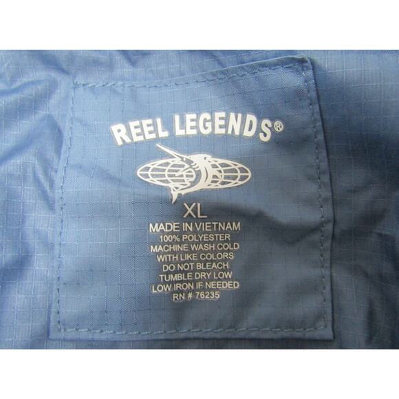 Reel Legends Bleu Hooded Adjustable Windbreaker Jacket Mens size XL Packable - Picture 3 of 7